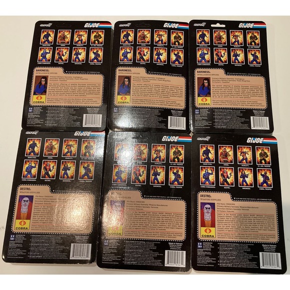 Gi Joe Super 7 ReAction Figures Lot of 6 Cobra Baroness Destro Action Sealed - Picture 4 of 4